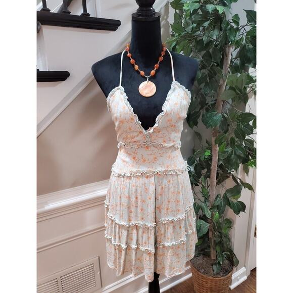 Love Tree Women's Floral Ruffle Polyester V-Neck Sleeveless Knee Length Dress M - Picture 1 of 11
